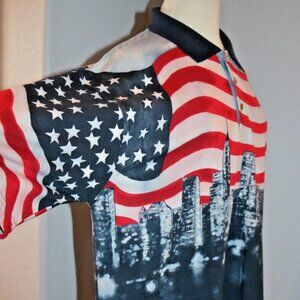 Vintage Y2K Tabasco New York City Skyline American Flag Polo Size XXL